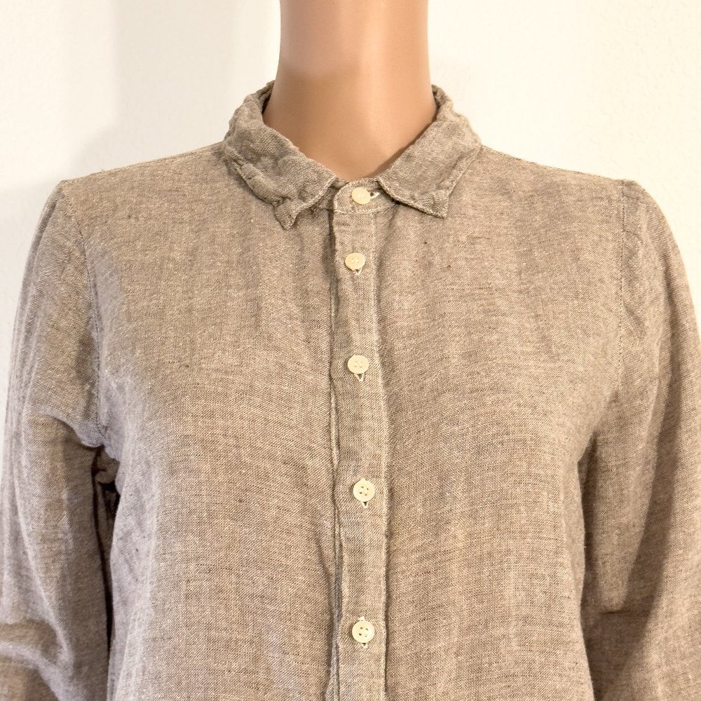 CP Shades Linen Cotton Button Down Tweed Texture Long Sleeve Shirt Women’s Small - Picture 9 of 14